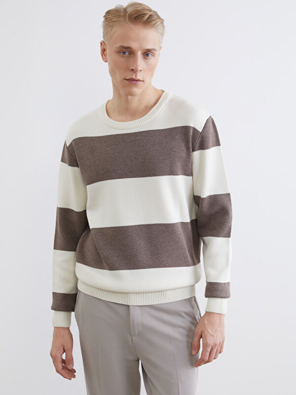 LCW Vision Crew Neck Striped Men's Knitwear Sweater