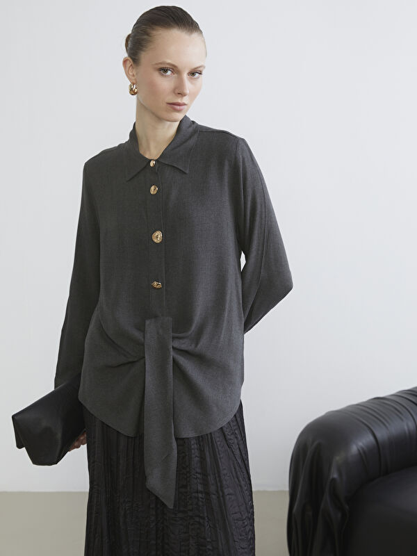 LCWAIKIKI Classic Regular Fit Bağlamalı Kadın Gömlek