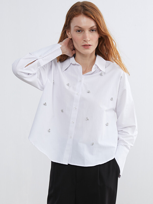 LCW Vision Taşlı Oversize Kadın Gömlek