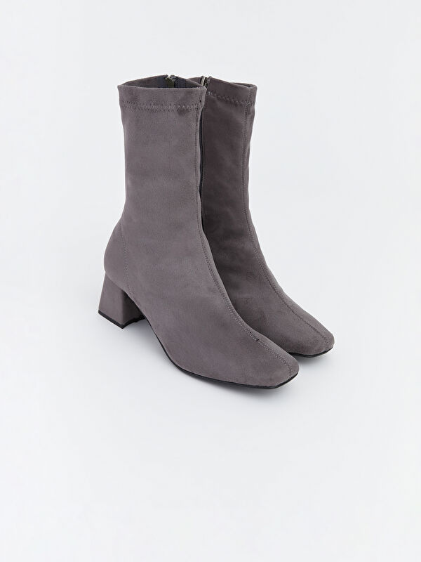 Süet Görünümlü Kadın Topuklu Bot - Görsel 2
