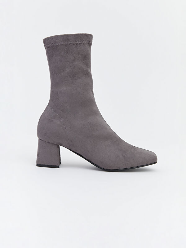 Süet Görünümlü Kadın Topuklu Bot - Görsel 3