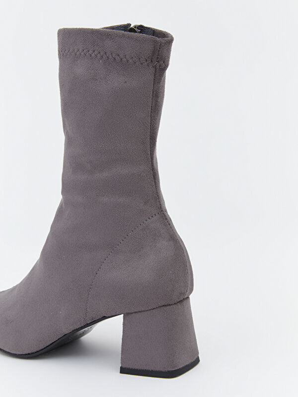 Süet Görünümlü Kadın Topuklu Bot - Görsel 7