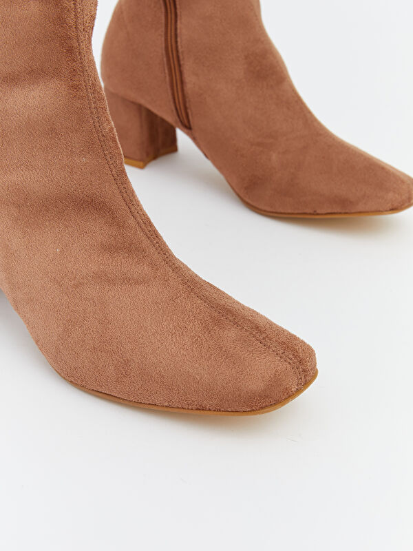 Süet Görünümlü Kadın Topuklu Bot - Görsel 4