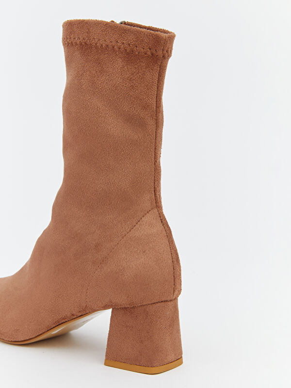 Süet Görünümlü Kadın Topuklu Bot - Görsel 7