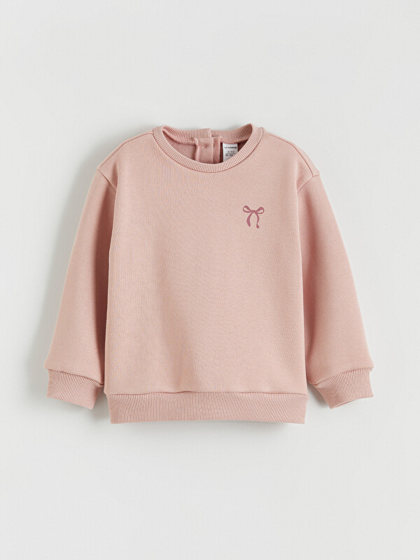 LCW Kids Bisiklet Yaka Çiçekli Kız Çocuk Kalın Sweatshirt