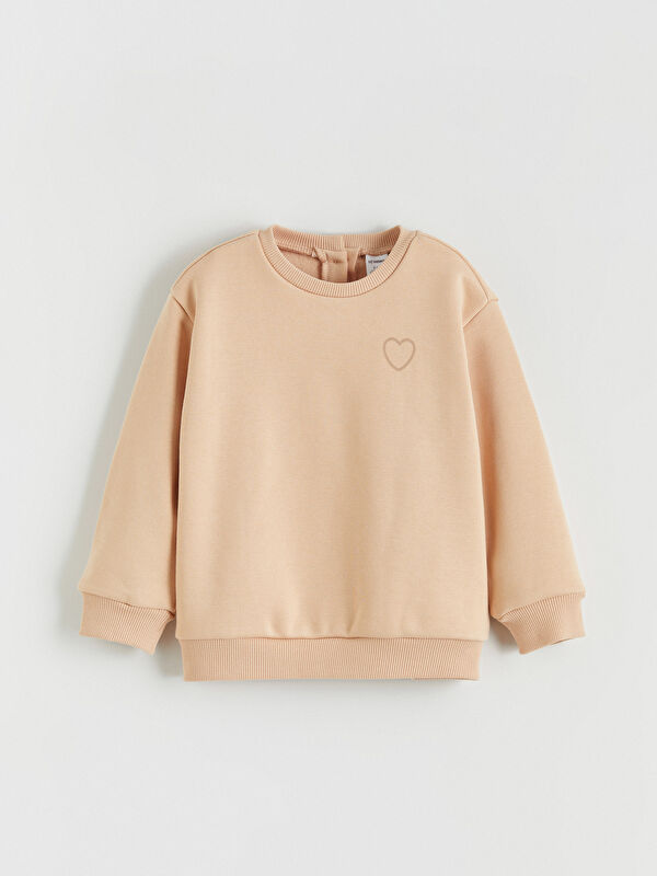 LCW Kids Bisiklet Yaka Çiçekli Kız Çocuk Kalın Sweatshirt