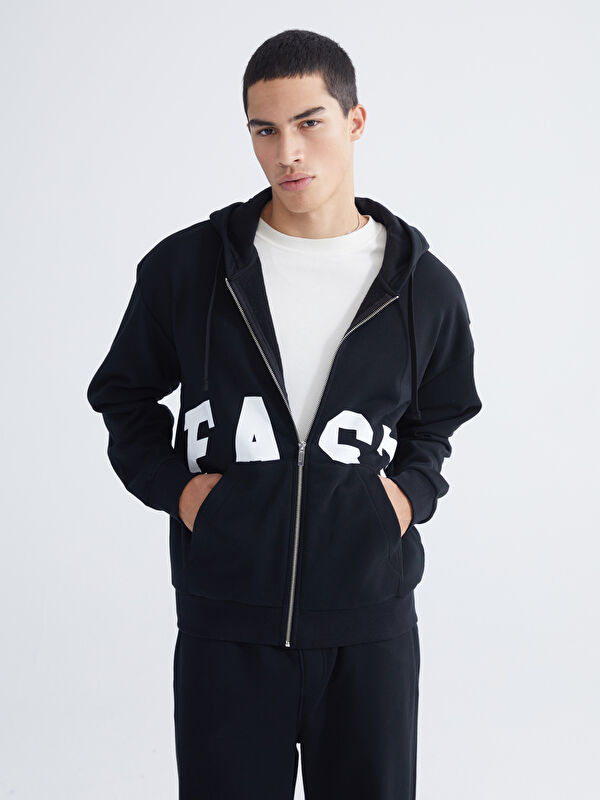 XSIDE Kapüşonlu Erkek Fermuarlı Sweatshirt