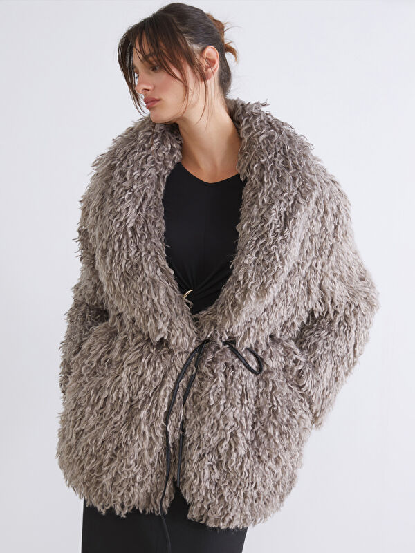 Soulife Bisiklet Yaka Kadın Kürk Mont