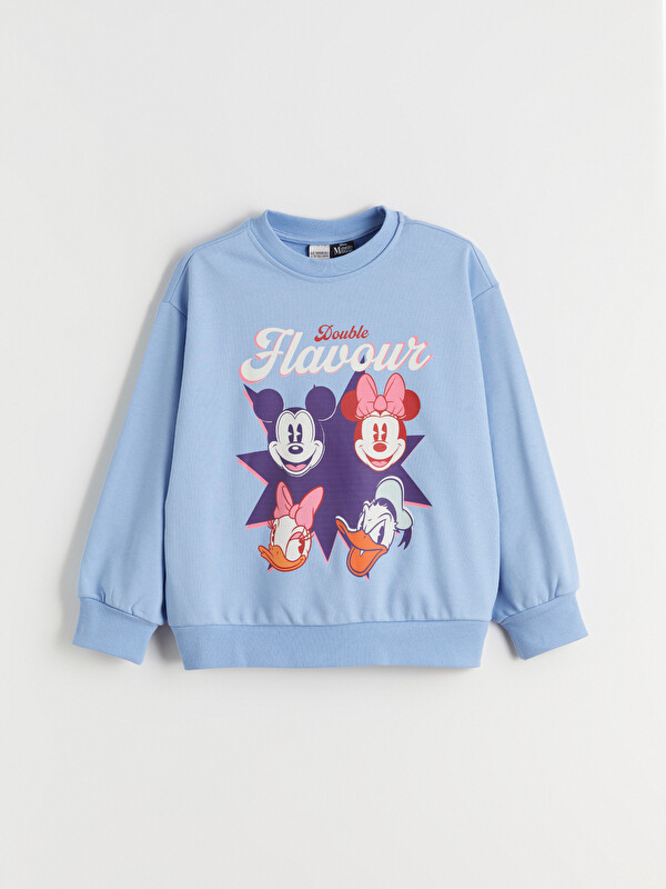 LCW Kids Bisiklet Yaka Minnie Mouse Baskılı Kız Çocuk Sweatshirt