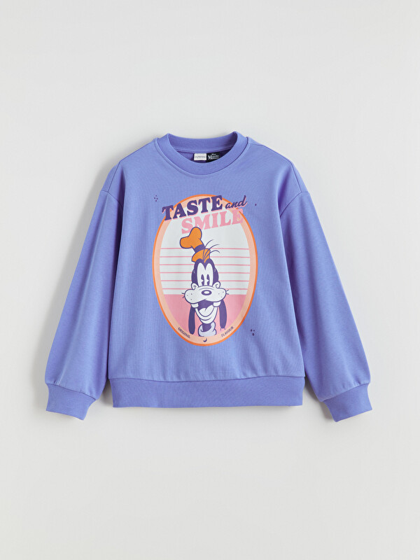 LCW Kids Bisiklet Yaka Goofy Baskılı Kız Çocuk Sweatshirt