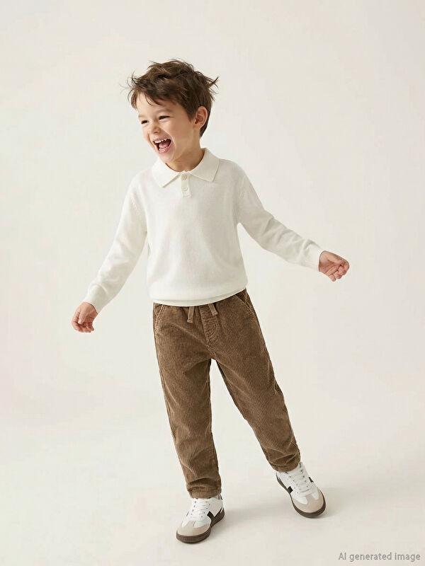 LCW Kids Polo Yaka Uzun Kollu Erkek Çocuk Kazak