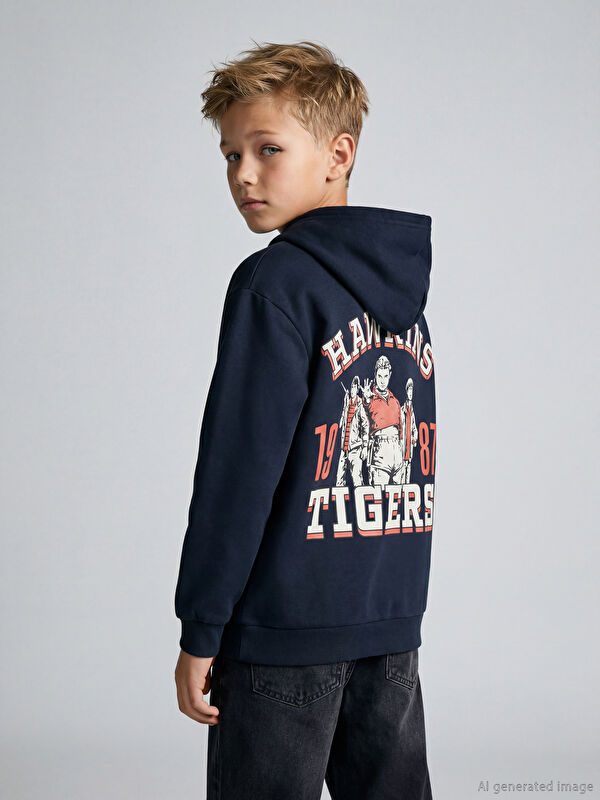 LCW Kids Stranger Things Baskılı Erkek Çocuk Kalın Sweatshirt