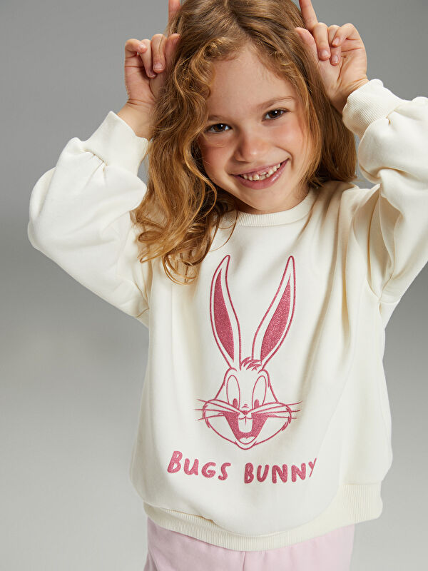 LCW Kids Bugs Bunny Baskılı Kız Çocuk Sweatshirt ve Tayt