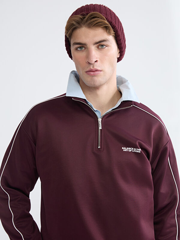 XSIDE Dik Yaka Baskılı Erkek Sweatshirt