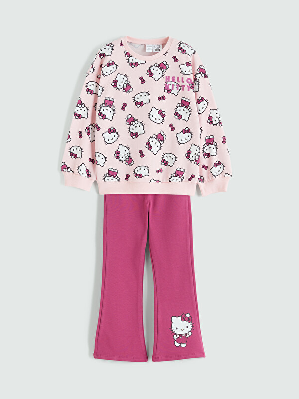 LCW Kids Bisiklet Yaka Hello Kitty Baskılı Kız Çocuk Takım