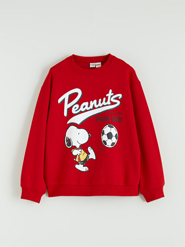 LCW Kids Snoopy Baskılı Kız Çocuk Kalın Sweatshirt