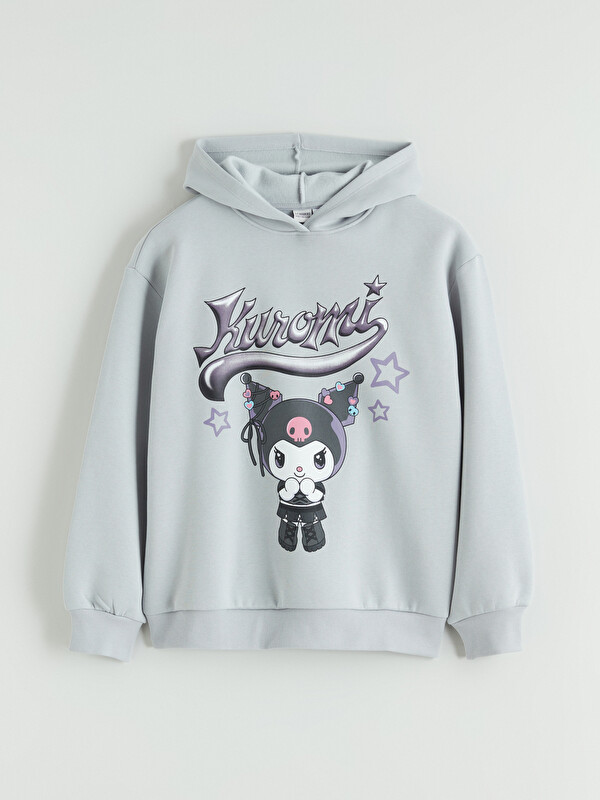 LCW Kids Kapüşonlu Kuromi Baskılı Kız Çocuk Sweatshirt