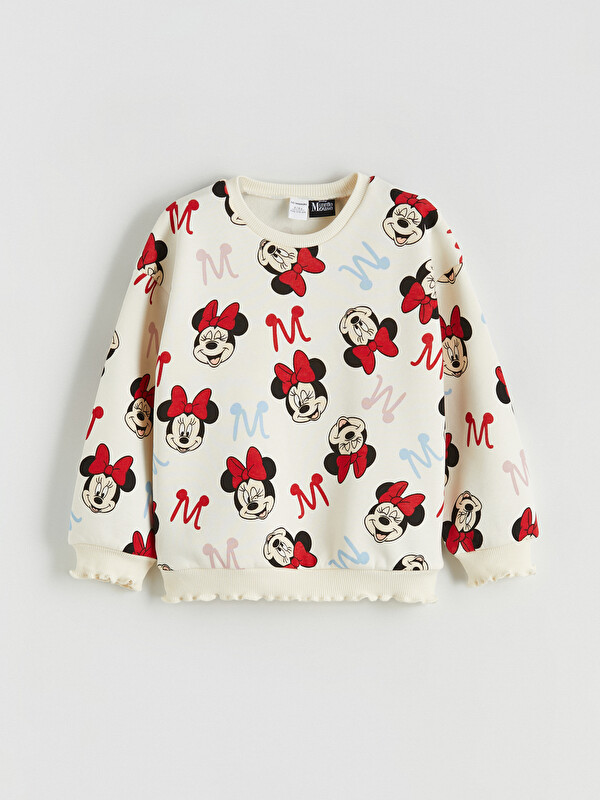 LCW Kids Minnie Mouse Baskılı Kız Çocuk Kalın Sweatshirt