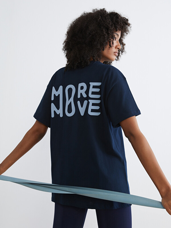 KOOR SPORT Bisiklet Yaka Baskılı Oversize Kadın Spor Tişört