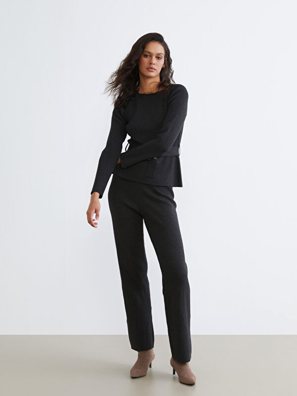 LCW Vision Elastischer Bund Weite Beine Strickwaren Hosen für Damen
