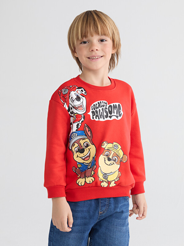 LCW Kids Bisiklet Yaka Paw Patrol Baskılı Erkek Çocuk Sweatshirt