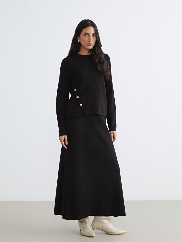 LCW Modest Beli Lastikli Triko Etek