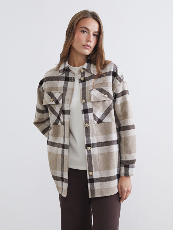 LCW Comfort Ekose Oversize Kadın Gömlek