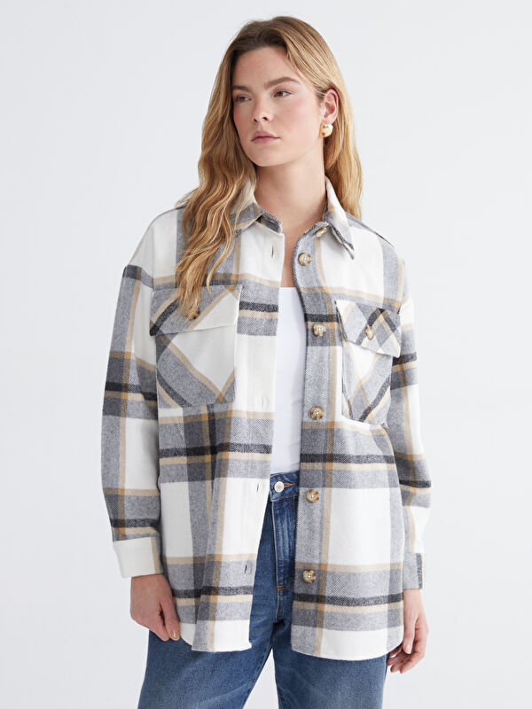 LCW Comfort Ekose Oversize Kadın Gömlek