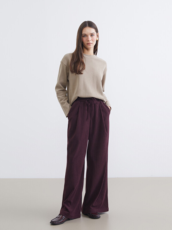 LCW Vision Elasticated Waist Velvet Women's Trousers