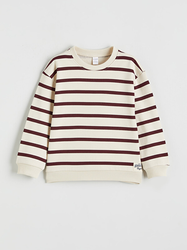 LCW Kids Bisiklet Yaka Çizgili Erkek Çocuk Sweatshirt