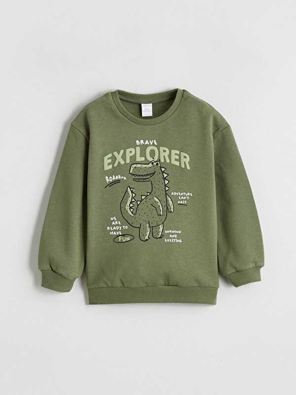 LCW baby Dinozor Baskılı Erkek Bebek Sweatshirt