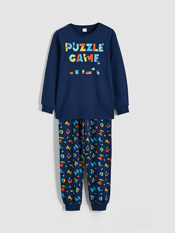 LCW Kids Crew Neck Printed Boys' Pyjama Set