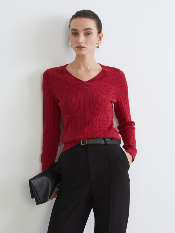 LCW Comfort V Neck Self-Patterned Women's Knitwear Sweater