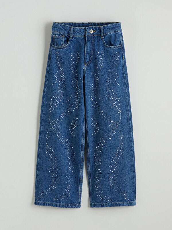 LCW Kids Wideleg Taşlı Kız Çocuk Jean Pantolon