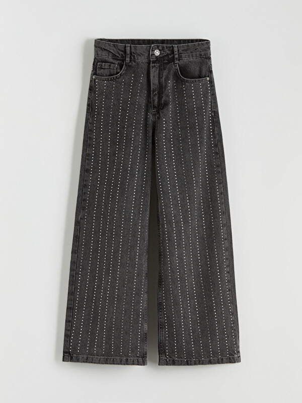 LCW Kids Wideleg Taşlı Kız Çocuk Jean Pantolon