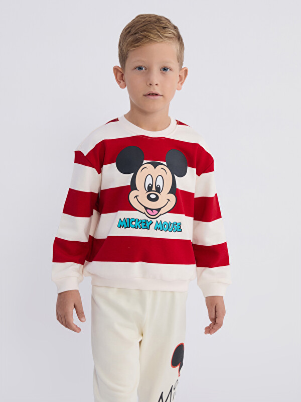 LCW Kids Bisiklet Yaka Mickey Mouse Baskılı Erkek Çocuk Sweatshirt