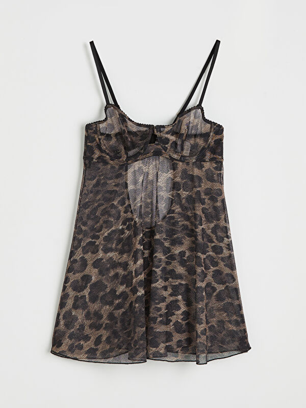 LCW DREAM V Yaka Leopar Desenli Babydoll
