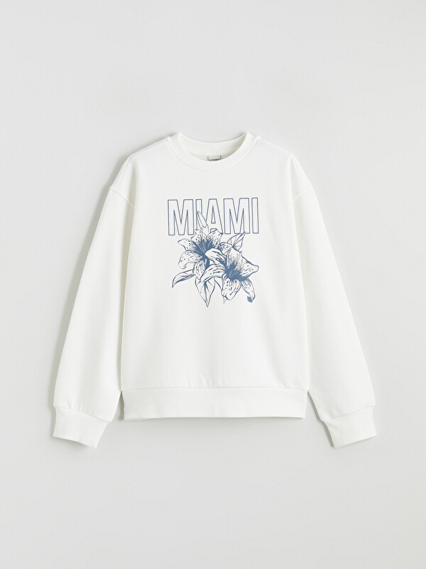 LCW Kids Miami Baskılı Kız Çocuk Kalın Sweatshirt
