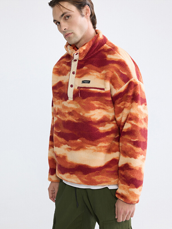 XSIDE ACTIVE Dik Yaka Desenli Polar Erkek Sweatshirt