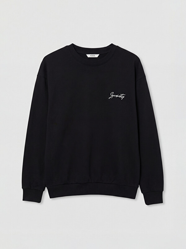 XSIDE Crew Neck Embroidered Men's Sweatshirt with Text