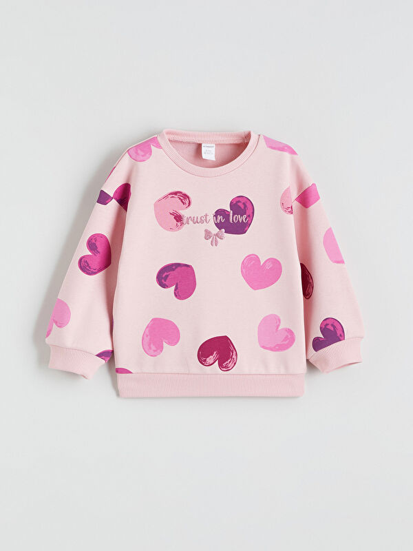 LCW Kids Kalp Baskılı Kız Çocuk Sweatshirt