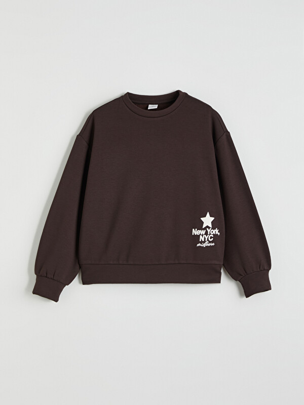 LCW Kids New York Baskılı Kız Çocuk Soft Touch Sweatshirt