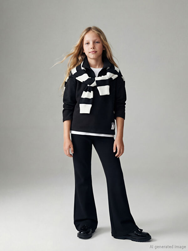 LCW Kids Polo Yaka Kız Çocuk Soft Touch Eşofman Takım