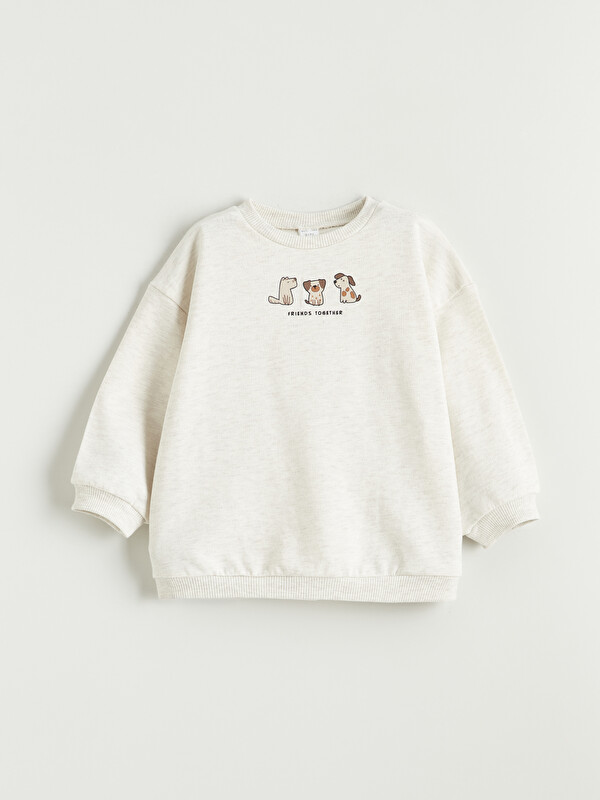 LCW baby Bisiklet Yaka Baskılı Erkek Bebek Sweatshirt
