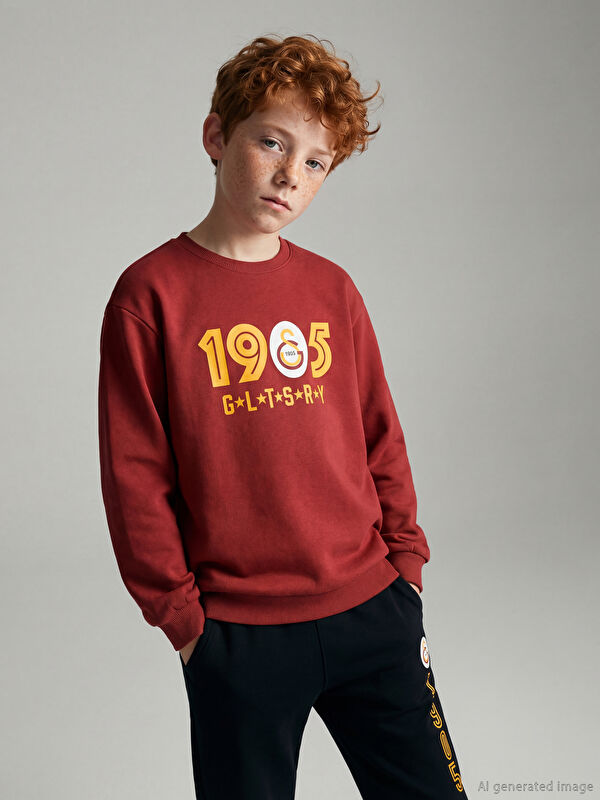 LCW Kids Galatasaray Baskılı Erkek Çocuk Kalın Sweatshirt
