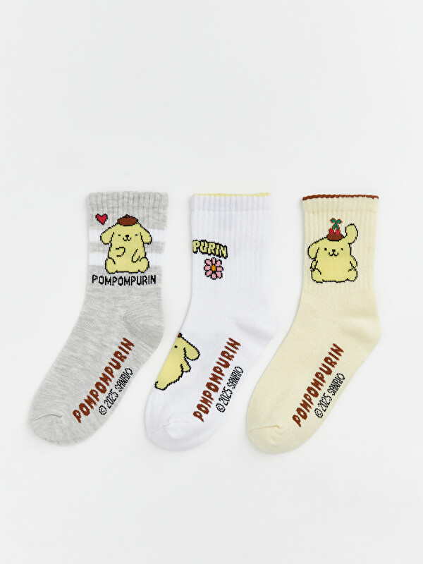 LCW Kids Pompompurin Desenli Kız Çocuk Soket Çorap 3'lü