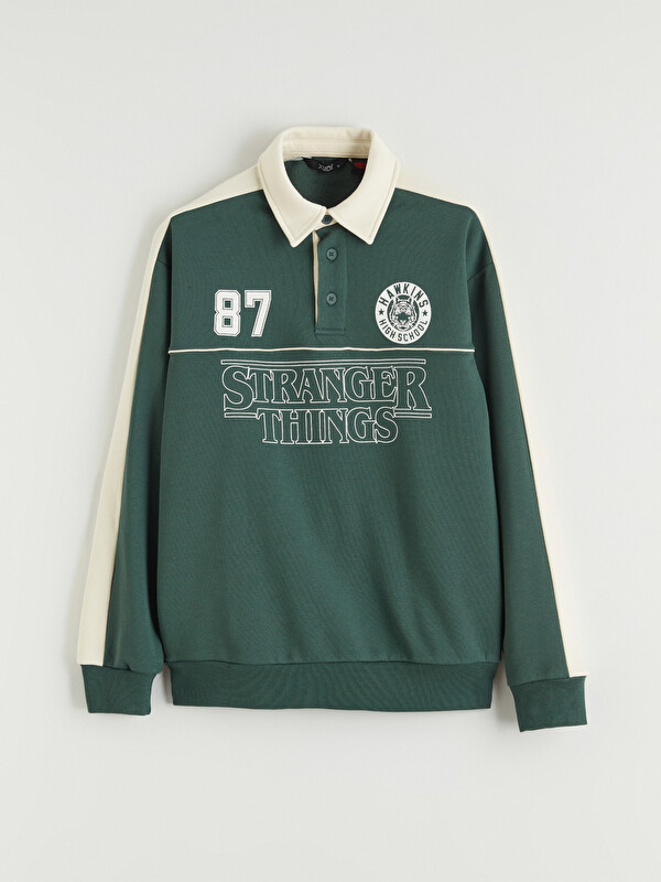 XSIDE Polo Neck Stranger Things Printed Men's Thick Sweatshirt