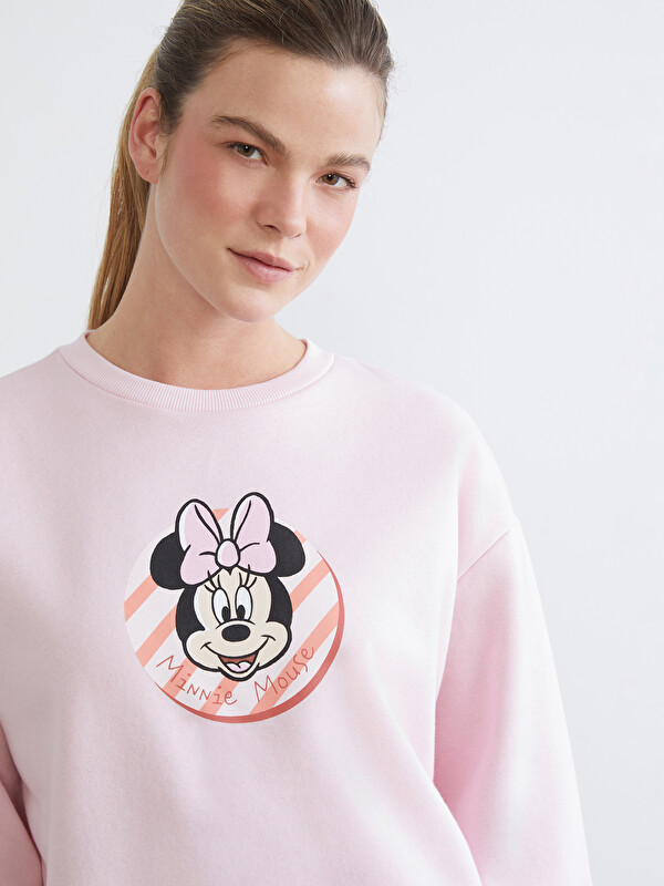 LCW Comfort Minnie Mouse Baskılı Kadın Kalın Sweatshirt