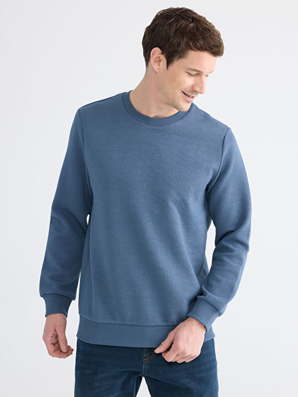 LCWAIKIKI Classic Bisiklet Yaka Erkek Sweatshirt