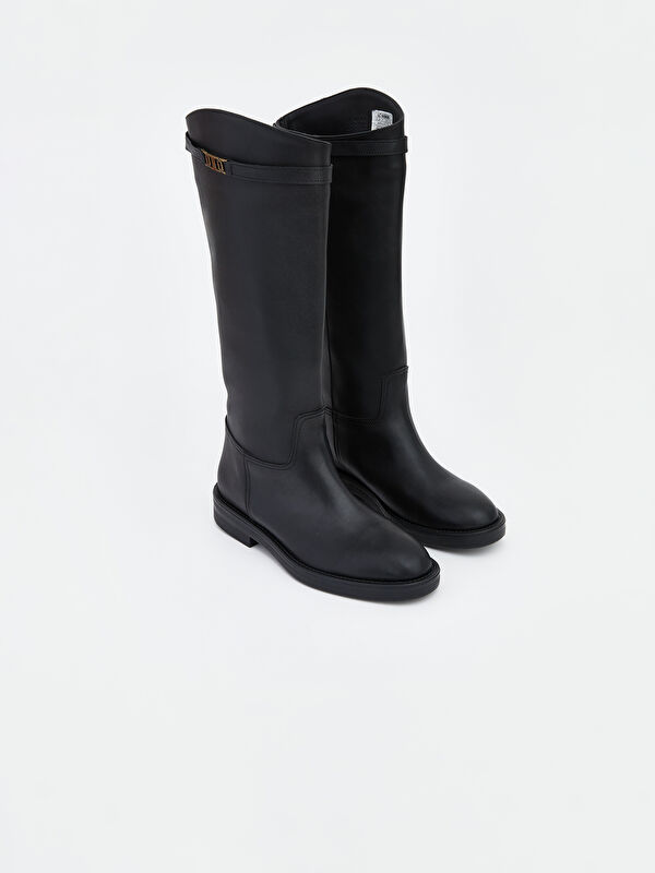 Deri Görünümlü Kadın Çizme - Görsel 2